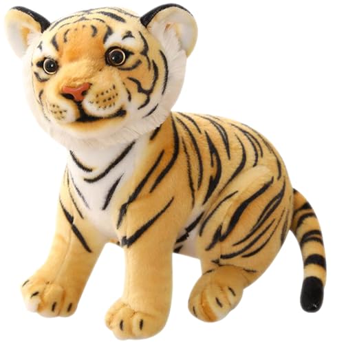 Cndiyald Tiger Kuscheltiere, 10,6 Zoll Tigerplüsch, Gelber Simulations-Tiger, Tiger-Plüschtier, Kuscheltier von Cndiyald