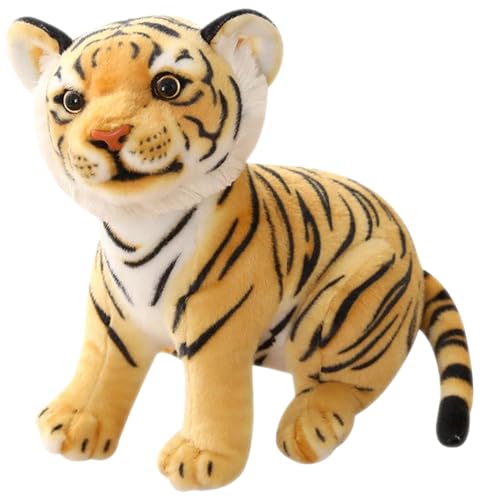 Cndiyald Tiger gefülltes Tier, Simulation Tiger Plüschspielzeug, 10,6 Zoll Tiger Plüsch, gefüllte Tiere Plüschspielzeug, Stofftierpuppe Gelb von Cndiyald