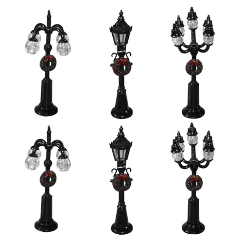 Cndiyald Weihnachtslampe Post 6PCS Miniatur Weihnachtsdorf Street Lights Künstliche Harz Weihnachtsdorf Accessoires für DIY Dollhouse von Cndiyald