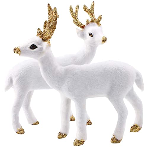 Cndiyald Weihnachtstier -Figuren 2pcs 5.91x5,91 Zoll weiße Rentiersimulation Realistische Stehhirschdekoration für Weihnachten Home Party Gefälligkeiten Vorräte, weiße Rentierkunsttier -Ornament von Cndiyald