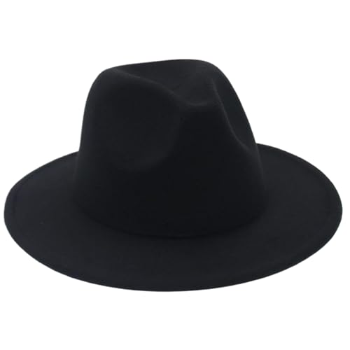 Cndiyald Weitkrempe Hut Klassische, fördernde breite Krempe Fedora Hüte weiche stilvolle Fedora Hut schwarz, Fedora Hüte für Kinder von Cndiyald