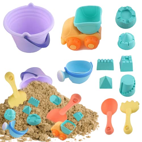 Eimer- und Spade -Strandspielzeugset Wasserspiel Sandspielzeug mit Eimer und Spaten Sandformen mit Mesh -Beutel Sand- und Wasserspaßwerkzeugen für Kinder 11PCs von Cndiyald