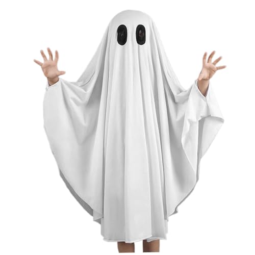 Ghost Poncho Halloween Scary Ghost Cape für Kinder 31.5 '' Langhautfreundlich ＆ Einfach zu tragen Ghost Cloak Halloween Kostüm für Kinder im Alter von 3 bis 5 Cosplay Dress Up Halloween Party S, Ghos von Cndiyald