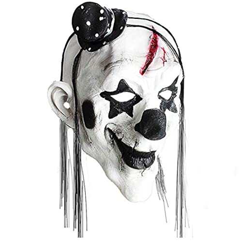 Halloween Horrormaske Vollgesicht Clown Maske Coole, gruselige Party Schwarz -Weiß -Clown -Cosplay -Maske Spoof Horror Masquerade Performance Show Dress Up Requisiten Clown Maske von Cndiyald