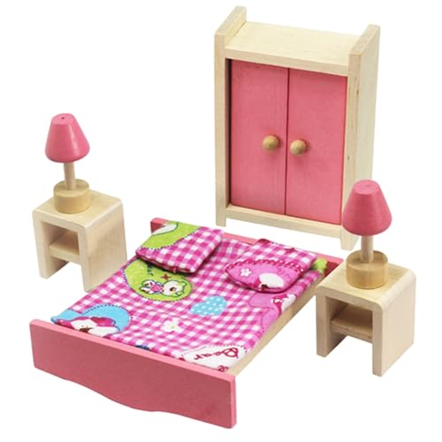 Cndiyald Holzpuppenhausmöbel Set, DIY Dollhouse Möbel für Kinder, Style 2 tun Sich vor, Möbelspielzeug für Kinder zu Spielen von Cndiyald