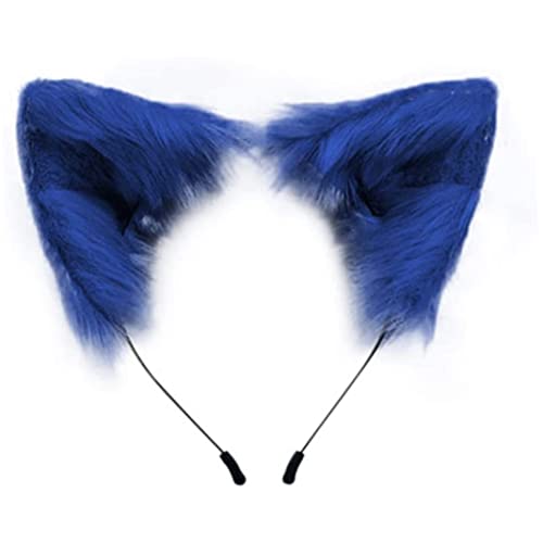 Kostümzubehör von Fuchs Wolf Katze Ohren Kopfbedeckungskostümzubehör für Halloween Christmas Cosplay Party (blau) von Cndiyald