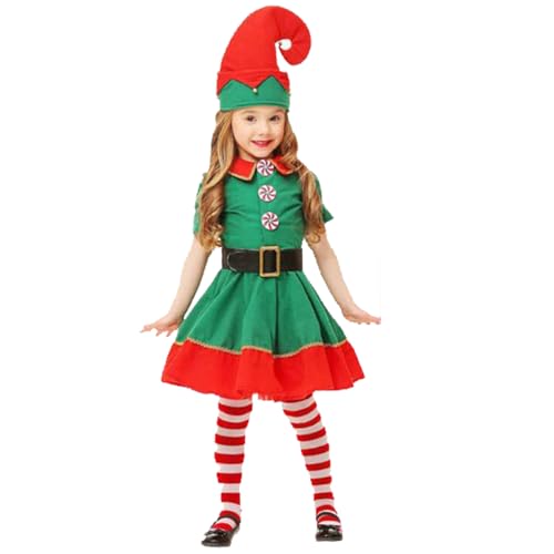 Mädchen Elf Kostüm Girls Elf Kostüm 1 Set niedliche klassische klassische verstellbare Gürtel Elf Kostüm für Frauen Polyester Halloween Kostüm Weihnachtskostüm für Kinder für Cosplay -Bühnenkarneval, von Cndiyald