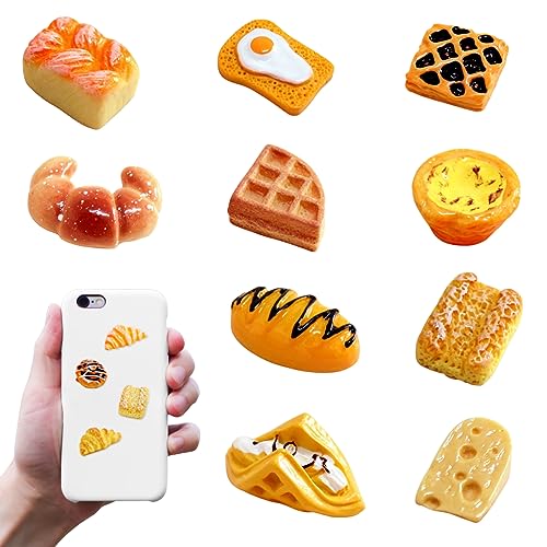 Miniaturbrot 10pcs Safe Harz Künstlich niedlich leichtes Leichter tragbares Mini Bread Model Doll House Accessoires für Kinder Kopfbedeckung Telefondekoration (zufällig) von Cndiyald