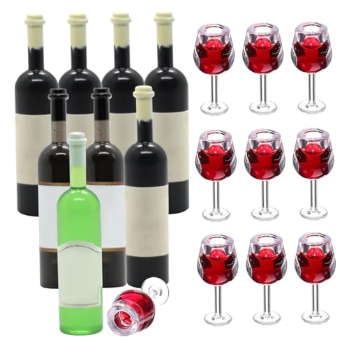 Miniaturweinflaschen Mini Weinflaschen 18pcs 1:12 Harz Safe Mini Alkoholflaschen Dekoration Tragbare wasserdichte Getränkebecher Küchenzubehör für Dollhouse Decor von Cndiyald