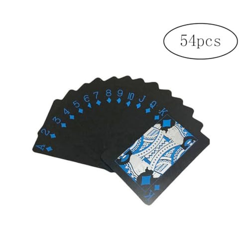 Cndiyald PVC -Karten Games Poker Waterfrost Poker Set Color Black Poker Card Sets klassisches Brettspiel Magic Tool, geeignete 54pcs Pokerkarten von Cndiyald