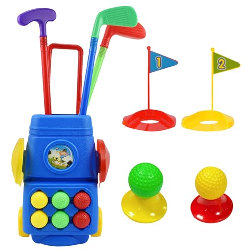 Plastik Golf Set Kleinkind Golf Set Garten Plastik Golf Set für Kinder Golf Set mit 4 farbenfrohen Golfstangen 6 Bälle 2 Übungslöcher Golfspiele für Jungen Mädchen 3+ Jahre alte Geschenke zufällige F von Cndiyald