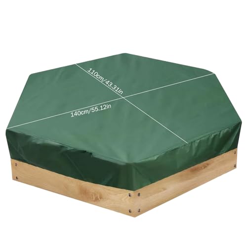 Sandkastenabdeckung wasserdichte Sandkastenabdeckung wasserdichtes hexagonales 55x43inch 210d Oxford Stoffkastenabdeckung UV -Schutz staubdes Dachkorder -Sandbox -Abdeckung für Outdoor, Grün, grün von Cndiyald