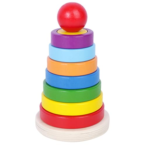 Spinning -Stapelspielzeug, Holzregenbogenstacker, Baby -Ring -Stacker -Spielzeug, geometrische runde Baby -Stapelringe von Cndiyald