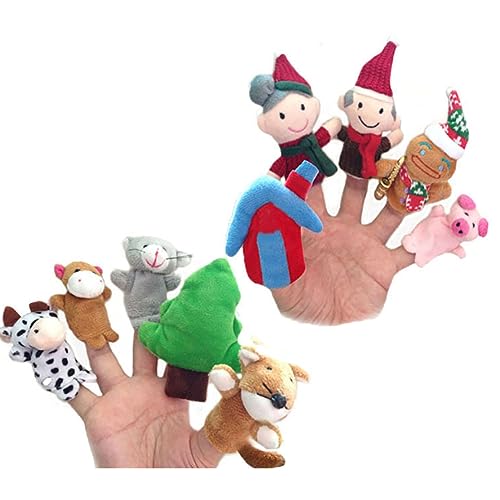 The Feen Tale Finger Plüschspielzeug süße pädagogische Fingerpuppe für Geschichten Erzählen Kinder, 10pcs Weihnachtsfingerpaar von Cndiyald