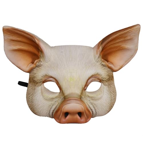 Unisex Halloween Maske Neuheit Halbgesicht Schwein Maske kreative Eva Animal Mask Party Maske für Halloween Carnival Masquerade Black Halb Face Pig Maske von Cndiyald