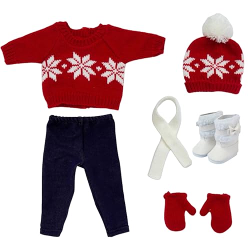 Weihnachten 18 Zoll Puppenkleidung und Accessoires beinhaltet Pullover Hosen Hut Handschuhe Schuhe und Schals für 18 Zoll Puppenmädchen -Outfit für Mädchen rote Pullover von Cndiyald