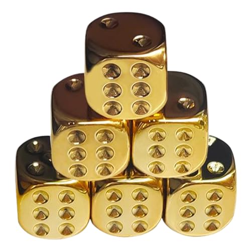 Cndiyald Würfelsets, 6Cs Gold Würfel, Standardwürfel, 6-seitiger Würfel mit Abgerundeter Ecke, Acrylwürfel für Brettspiele von Cndiyald