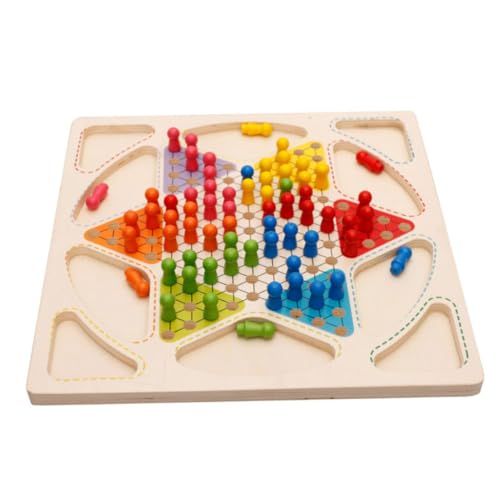 Cndiyald Zwei in einem Brettspiel hölzerne chinesische Checker 2 in 1 Brettspiel Chinese Checkers Family Brettspiele für Kinder und Erwachsene von Cndiyald