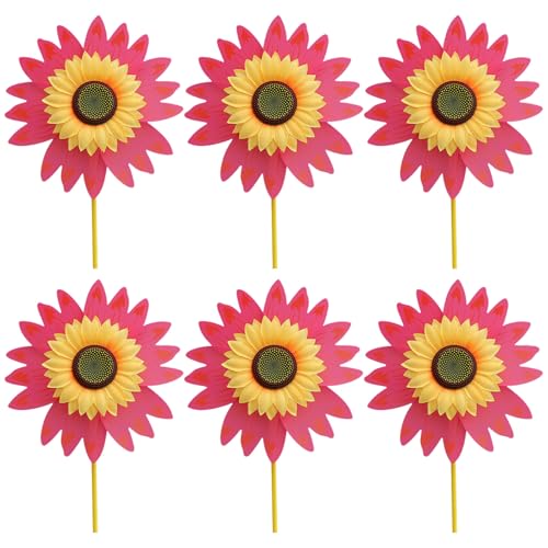 Cnrfeoap 6pcs Windmühlen Sonnenblume Pinwheel Rotation Windmühle Hochzeit Ornament Kinder Outdoor Spielzeug Kindergarten Rasengarten Dekore von Cnrfeoap