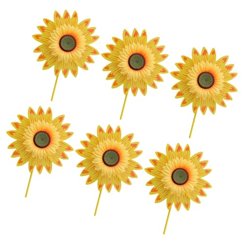 Cnrfeoap 6pcs Windmühlen Sonnenblume Pinwheel Rotation Windmühle Hochzeit Ornament Kinder Outdoor Spielzeug Kindergarten Rasengarten Dekore von Cnrfeoap