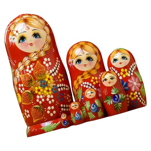 Cnrfeoap 7Layers Russische Matryoshka Holznistpuppen Traditionelle Babuschka Hand Bemalt Stapel Toy Tisch Display Figuren von Cnrfeoap