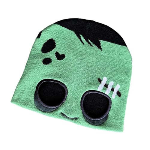 Cnrfeoap Lustiger Eye Peek Schädelhut Für Frauen Teenager Beliebte Gestrickte Rand Punk Häkelhut Unisex Halloween Kopfbedeckung von Cnrfeoap