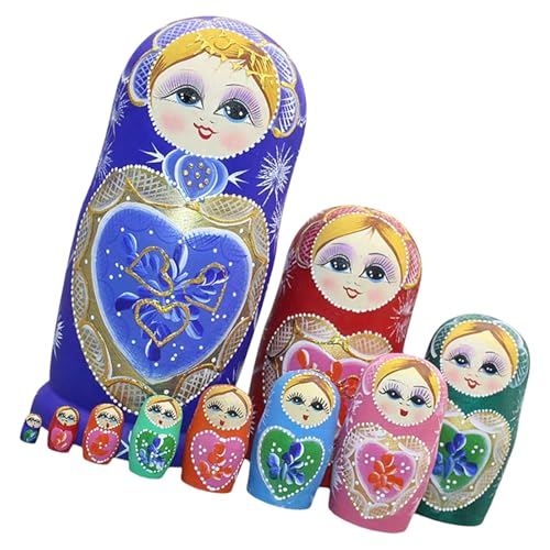 Cnrfeoap Matryoshka Puppen Set Von 10 Holz Russischen Nistpuppen Set Festival Babushka Puppen Souvenir Kulturgeschenke Weihnachten Dekore von Cnrfeoap