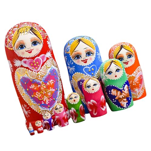 Cnrfeoap Russische Nistpuppen Matryoshka Set Von 10 Stapelpuppen Kinder Handkoordination Handgefertigte Babuschka Spielzeugfestival Requisiten von Cnrfeoap