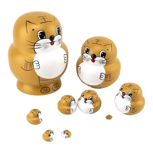 Cnrfeoap Vintage Matryoshka Puppen 10pieces Holz Russische Nistpuppen Set Cartoon Themenpuppen Kulturelle Geschenke Home Dekore von Cnrfeoap