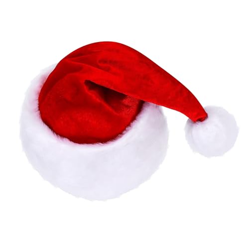 Cnrfeoap Warm Weihnachtsfest Weihnachtsmütze Dicker Plüsch Kopfbedeckung Weiße Pelzige Krempe Für Weihnachtspartys Cosplay Accessoires von Cnrfeoap