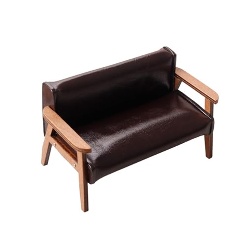 Elegante Miniaturleder Couch Rostem Holzsofa Stuhlspielzeug Für Puppenhäuser Dekoration 1 12 Skala Lounges Zimmerspielzeug von Cnrfeoap