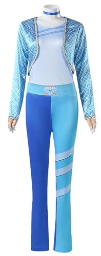 Cnulaueu Damen Descendants Rise of Red Cosplay Kostüm Uma Blau Uniform Jacke Anzug Prinzessin Halloween Outfit Mantel (Blau, XXL) von Cnulaueu