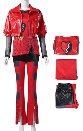 Cnulaueu Damen Rise of Red Cosplay Kostüm Descendants Rot Uniform T-Shirt Jacke Anzug Halloween Outfit Mantel Hosen Set (Rot, L) von Cnulaueu