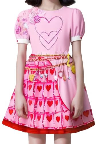 Cnulaueu Descendants Hearts Queen Cosplay Kostüm Rise of Red Rosa Kleid Halloween Outfit Tutu Fancy Kleid Anzug (Rosa, M) von Cnulaueu