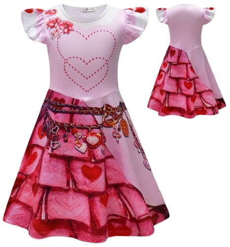 Cnulaueu Descendants Rise of Red Cosplay Kostüm Bridget Rot Fancy Kleid Halloween Outfit Rosa Tutu Kleid Rock (Rose, XL) von Cnulaueu