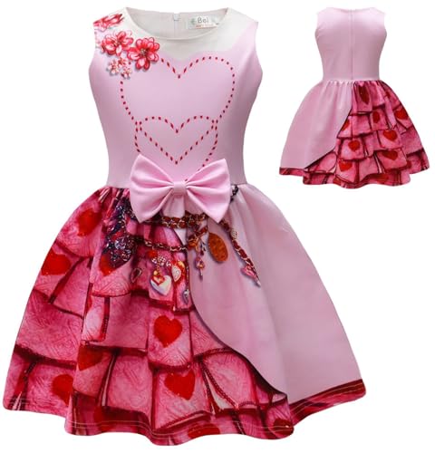 Cnulaueu Descendants Rise of Red Cosplay Kostüm Bridget Rot Fancy Kleid Halloween Outfit Rosa Tutu Kleid Rock (Rose-1, L) von Cnulaueu