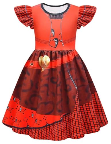 Cnulaueu Descendants Rise of Red Cosplay Kostüm Heart Queen Fancy Kleid Uma Halloween Outfit Rosa Tutu Kleid Rock (Rot, L) von Cnulaueu