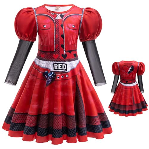 Cnulaueu Descendants Rise of Red Kleid Anzug Red Cosplay Kostüm Halloween Outfit Puff Tutu Kleid Full Set (Rot, L) von Cnulaueu