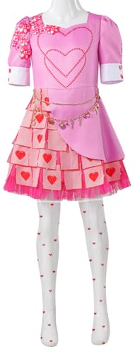 Cnulaueu Erwachsener Descendants Hearts Queen Rosa Fancy Tutu Kleid Ketten Anzug Rise of Red Cosplay Kostüm Halloween Outfit (Rosa Anzug mit Socken, 3XL) von Cnulaueu