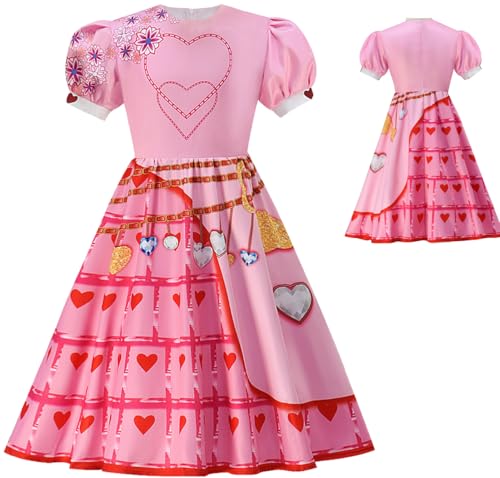 Cnulaueu Erwachsener Descendants Rise of Red Cosplay Kostüm Hearts Queen Rosa Fancy Kleid Halloween Outfit Tutu Kleid (Rosa, 3XL) von Cnulaueu