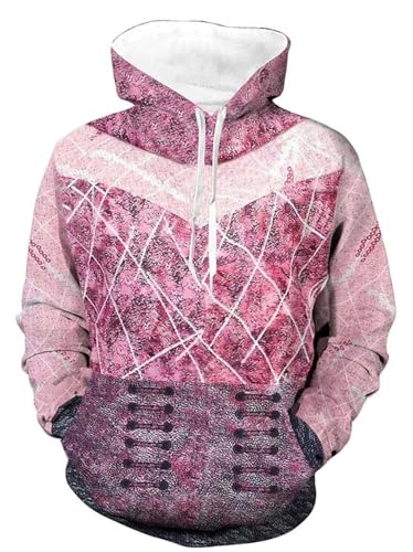 Cnulaueu Erwachsener Descendants Rise of Red Sweatshirt Rot Cosplay Kostüm Halloween Outfit Rosa Hoodies Pullover (Rosa 2, 3XL) von Cnulaueu