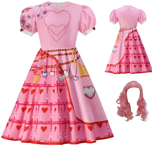 Cnulaueu Erwachsener Hearts Queen Rosa Fancy Tutu Kleid Perücke Anzug Descendants Rise of Red Cosplay Kostüm Halloween Outfit (Rosa + Perücke, 3XL) von Cnulaueu