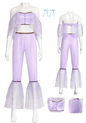 Cnulaueu Erwachsener Melanie Cosplay Kostüm K12 Lila Korsett Top Anzug Halloween Bühne Outfit Shirt Hosen Full Set (Lila, 3XL) von Cnulaueu