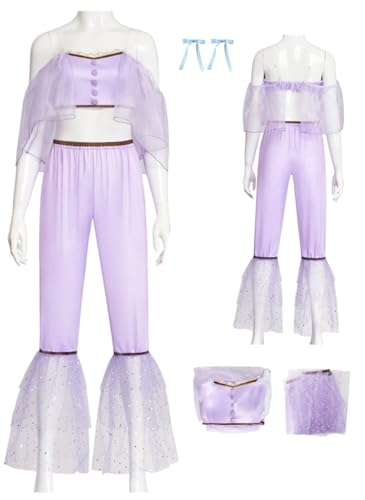 Cnulaueu Erwachsener Melanie Cosplay Kostüm K12 Lila Korsett Top Anzug Halloween Bühne Outfit Shirt Hosen Full Set (Lila, 3XL) von Cnulaueu