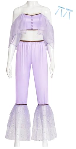 Cnulaueu Erwachsener Melanie Cosplay Kostüm K12 Lila Korsett Top Anzug Halloween Bühne Outfit Shirt Hosen Full Set (Lila, XL) von Cnulaueu