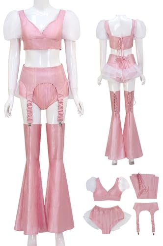 Cnulaueu Erwachsener Melanie Martinez Cosplay Kostüm K12 Rosa Korsett Top Anzug Halloween Bühne Outfit Shirt Rock Full Set (Rosa, 3XL) von Cnulaueu