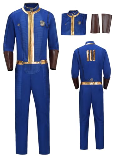 Cnulaueu Erwachsener Vault Jumpsuit No.88 No.111 Cosplay Kostüm Uniform Anzug Fall Halloween Outfit Out Blau Bodysuit Set (Blau-111, 3XL) von Cnulaueu