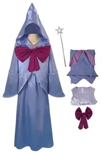 Cnulaueu Frauen Fairy Godmother Cosplay Kostüm Kapuze Umhang Kleid Fliege Anzug Geschichten Halloween Outfits Robe (Blau 1, 3XL) von Cnulaueu