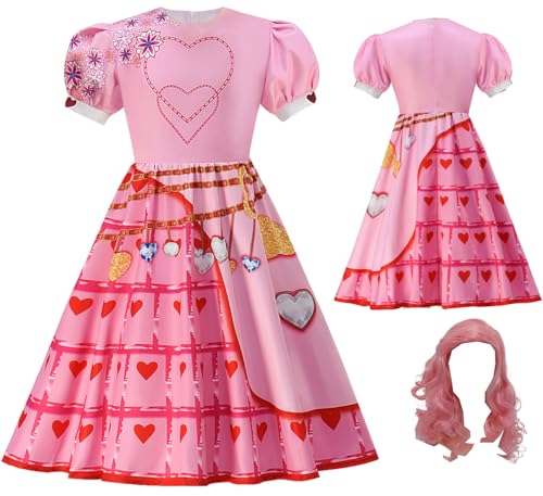 Cnulaueu Hearts Queen Rosa Fancy Tutu Kleid Perücke Anzug Descendants Cosplay Kostüm Rise of Red Halloween Outfit (Rosa + Perücke, S) von Cnulaueu