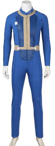 Cnulaueu Herren Fall Vault 33 Kostüm Uniform Anzug Cooper Howard Cosplay Halloween Outfit Out Survivor Blau Jumpsuit Set (Nur Jumpsuit, 3XL) von Cnulaueu